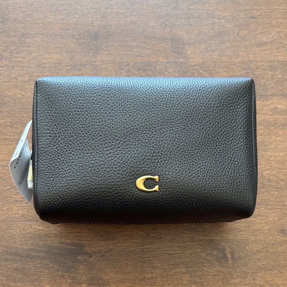 Coach Black Pebbled Leather Crossbody with Gold Hardware